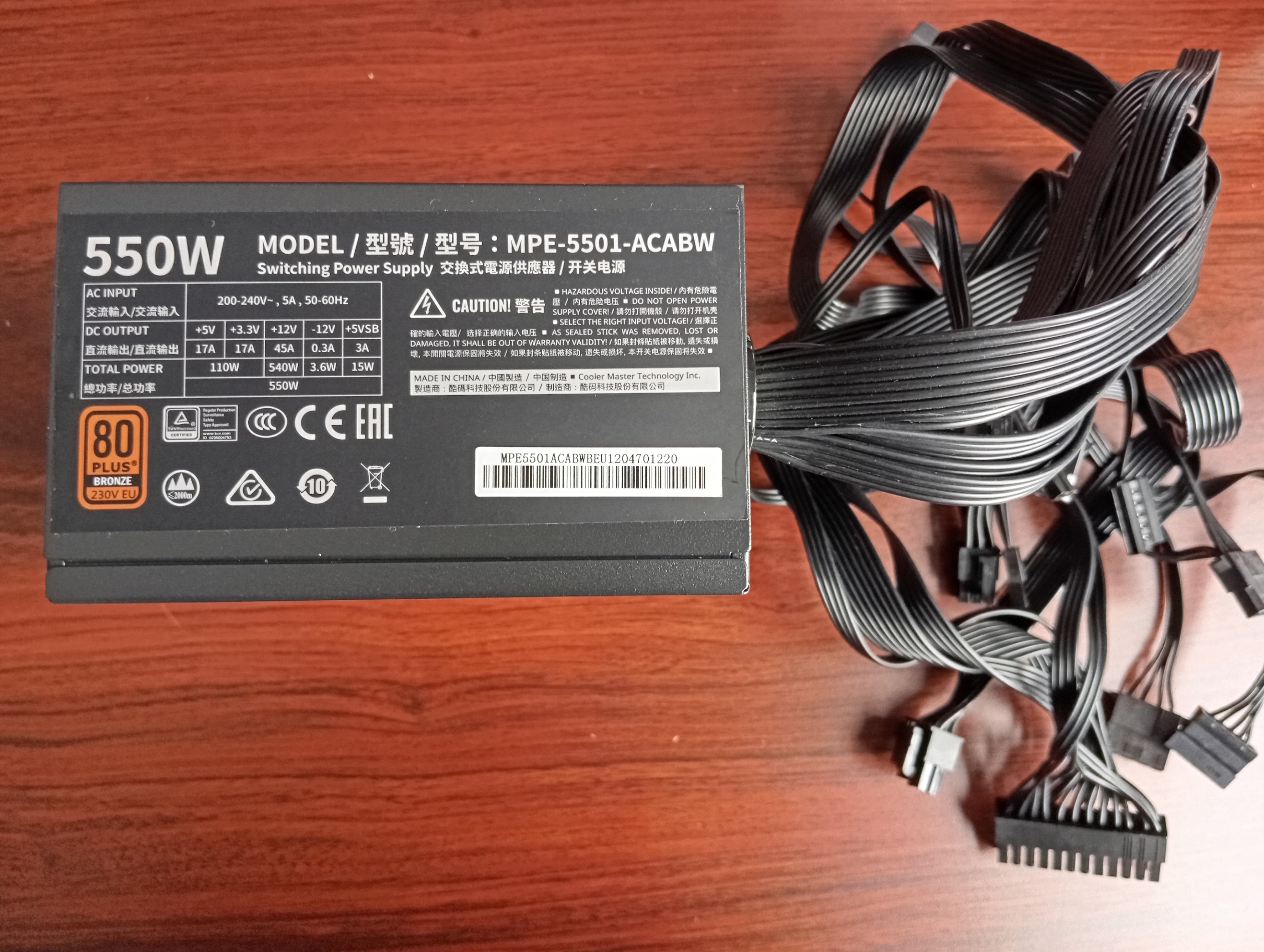 Refurbished Cooler Master MWE 550 Bronze - V2 230V Refurbished Cooler Master MWE 550 Bronze - V2 230V
